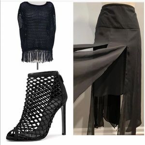 BLACK FRINGE SKIRT 14W